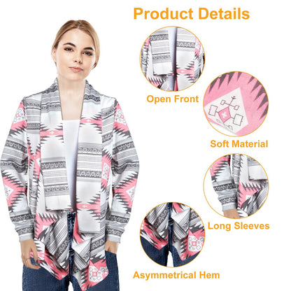 Women Open Front Cardigan Long Sleeve Shawl Neck Breathable Cardigan Well Collection